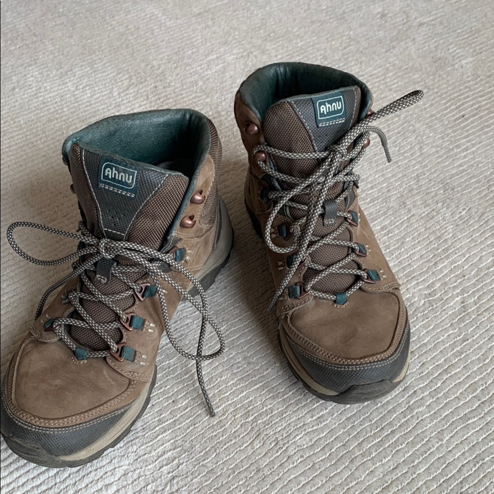 Ahnu Brown and Gray Hiking Boots